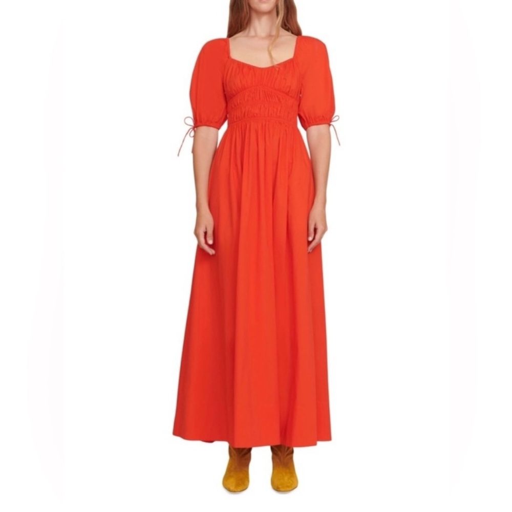 STAUD Red Maxi Dress with Puff Sleeves - Picture 2 of 4